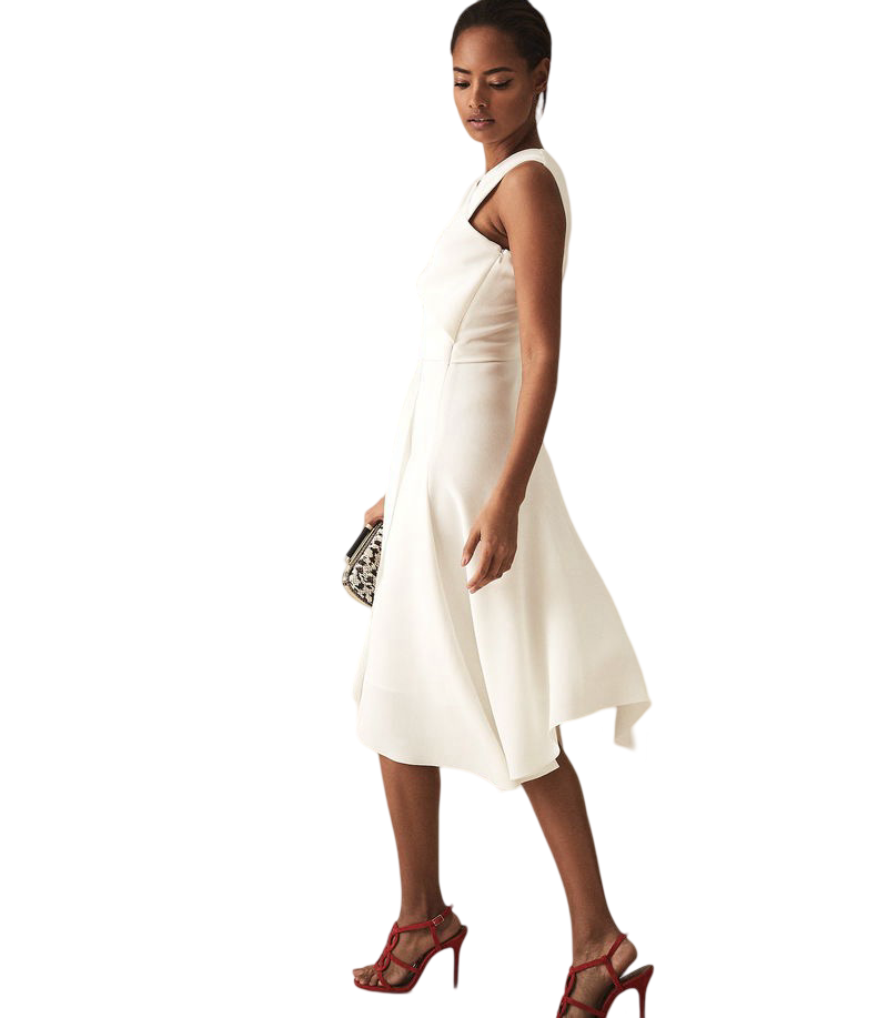 reiss marling wrap front midi dress Reiss Marling Wrap Front Midi Dress White UK8 / UK10 RRP £180 – The Little  Dress Shop Richmond