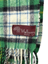 Load image into Gallery viewer, Mulberry Lambswool Green/Blue Tartan Scarf