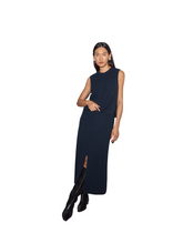 Load image into Gallery viewer, Jigsaw Navy Wool & Cotton Blend Knitted Skirt Size Large RRP £125