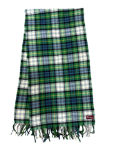 Load image into Gallery viewer, Mulberry Lambswool Green/Blue Tartan Scarf
