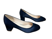 Load image into Gallery viewer, Rainbow Club Navy Satin Serenity Courts in UK5.5