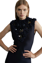 Load image into Gallery viewer, Karen Millen Bandage Embellished Neck Navy Maxi Dress Small RRP £149