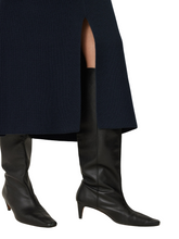 Load image into Gallery viewer, Jigsaw Navy Wool & Cotton Blend Knitted Skirt Size Large RRP £125
