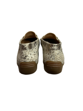 Load image into Gallery viewer, Russell & Bromley Gold Snake Effect Leather Loafer in UK6.5