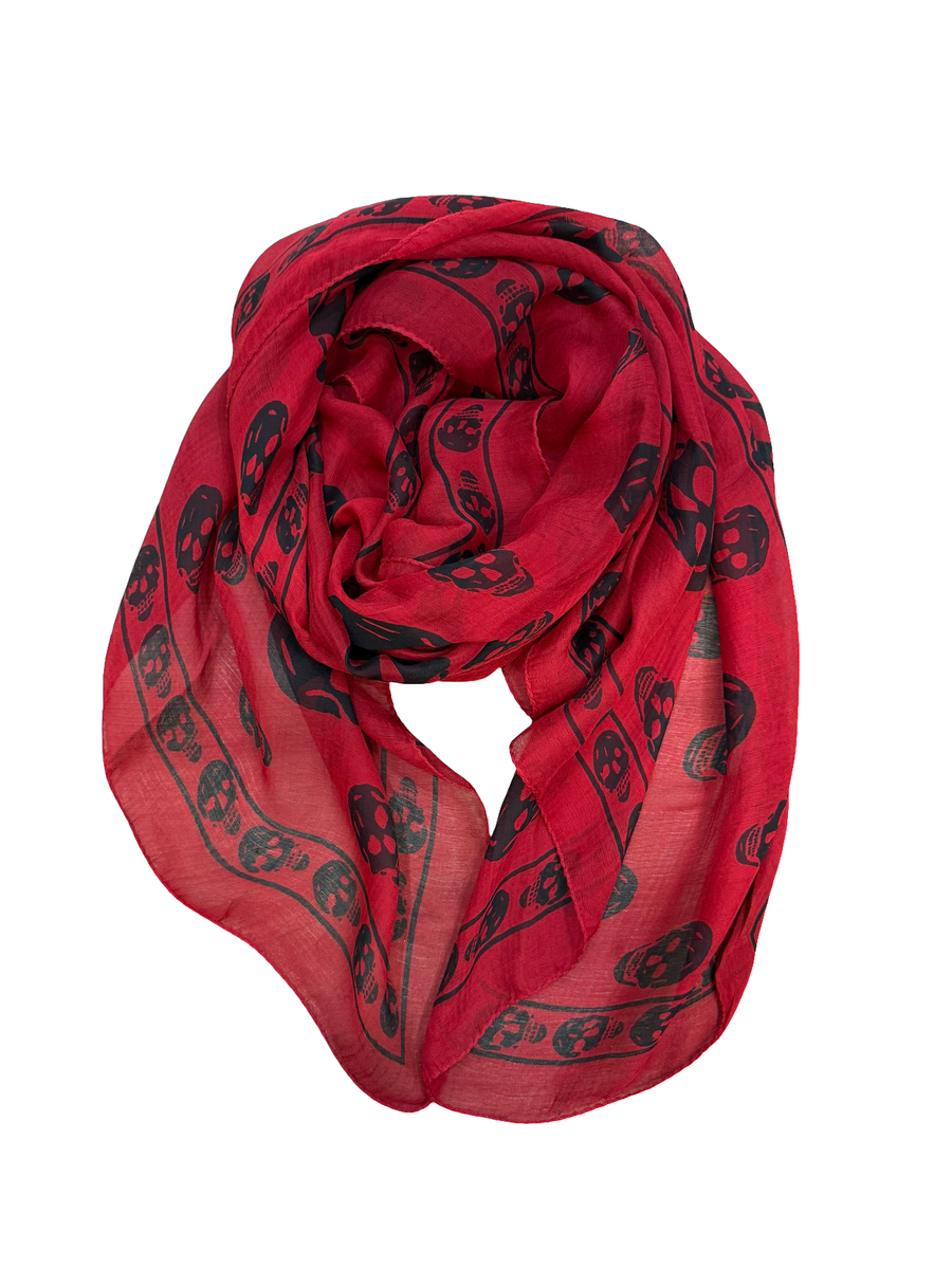 小物 Alexander McQueen Red Skull Silk Stall NWT Alexander McQueen Red Silk Box Skull Printed Scarf | eBay