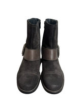 Load image into Gallery viewer, Peter Green Chocolate Brown Suede Biker Boots UK6.5