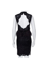 Load image into Gallery viewer, Alice + Olivia Black Lace Dress with Ostrich Feather Trim UK10