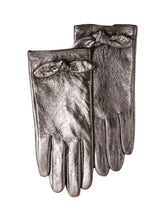 Load image into Gallery viewer, Ted Baker Sophiis Bow Gunmetal Leather Gloves Size S/M