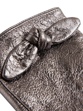 Load image into Gallery viewer, Ted Baker Sophiis Bow Gunmetal Leather Gloves Size S/M