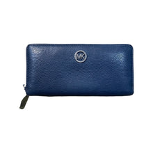 Load image into Gallery viewer, Michael Kors Navy Leather Large Continental Zip Around Wallet
