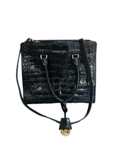 Load image into Gallery viewer, Michael Kors Black Croc Embossed Leather Dillon Tote Multiway Bag
