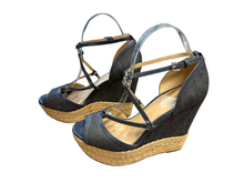 Load image into Gallery viewer, Michael Kors Denim Wedge Sandals – Espadrille Platform UK6 US8W
