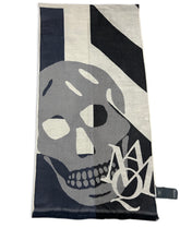 Load image into Gallery viewer, Alexander McQueen Grey &amp; Navy Skull Wool Scarf

