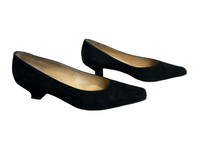 Load image into Gallery viewer, Russell &amp; Bromley Black Suede Kitten Heel Courts in UK6.5
