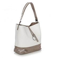 Load image into Gallery viewer, Moda in Pelle Perlibag White-Metallic Porvair
