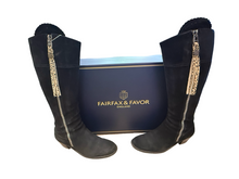 Load image into Gallery viewer, Fairfax &amp; Favor Regina Knee High Heeled Tan Suede Boots UK7.5 EU41 RRP £415
