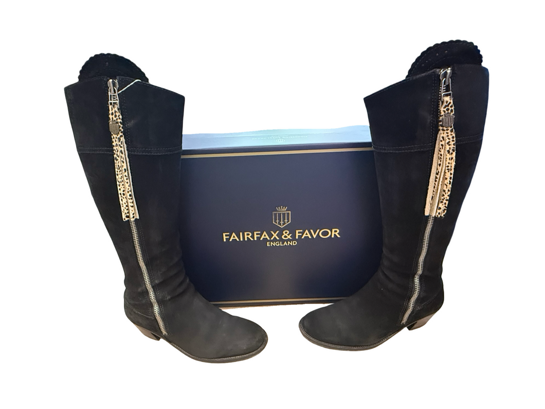 Fairfax & Favor Regina Knee High Heeled Tan Suede Boots UK7.5 EU41 RRP £415