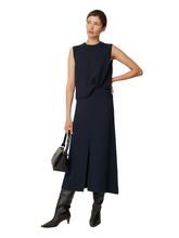 Load image into Gallery viewer, Jigsaw Navy Wool &amp; Cotton Blend Knitted Skirt Size Large RRP £125
