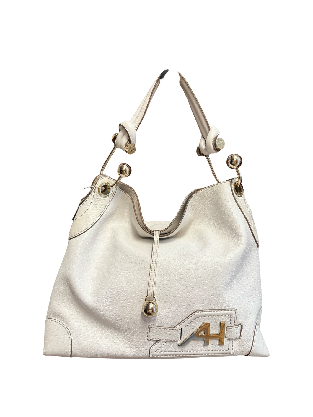 Vintage Anya Hindmarch Slouchy Hobo in White Leather with Gold Hardware