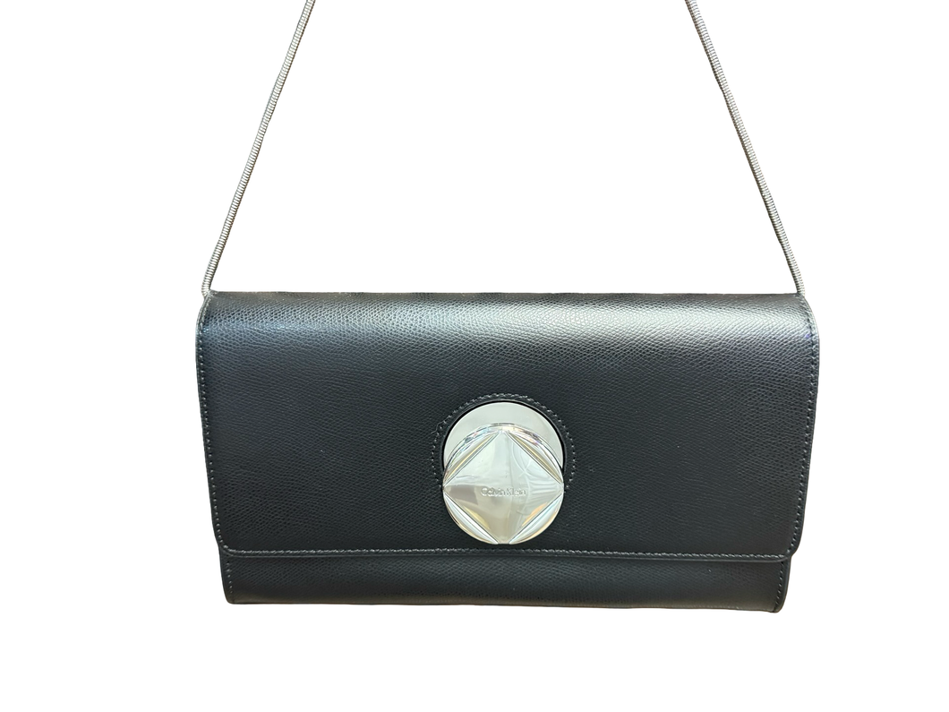 Calvin Klein Black Leather Lock Bag
