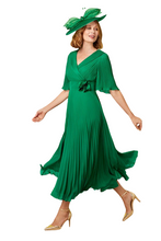 Load image into Gallery viewer, Condici Emerald Green Pleated Midi Dress UK16 New with Tags RRP £699

