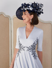 Load image into Gallery viewer, John Charles 28019 Silver and Navy Dress UK12 BNWT
