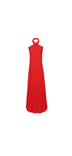Load image into Gallery viewer, Reiss Red Roya Halter Neck Pleat Midi Dress UK10 RRP £248
