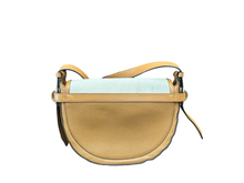 Load image into Gallery viewer, Michael Kors Mara Crossbody Saddle Bag in Natural Canvas and Tan Leather
