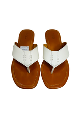 Load image into Gallery viewer, Ugg Carey White Leather Flip Flop Sandals UK
