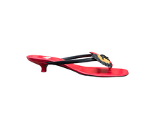 Load image into Gallery viewer, Mara Vintage Butterfly Black Toe Post Heeled Sandals UK4
