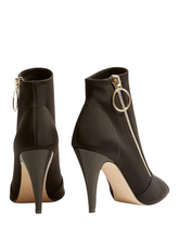 Load image into Gallery viewer, Karen Millen Side Zip Peep Toe Nylon Shoe Boots in Black UK7 EU40

