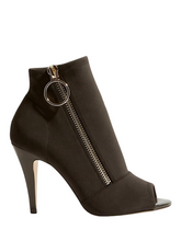 Load image into Gallery viewer, Karen Millen Side Zip Peep Toe Nylon Shoe Boots in Black UK7 EU40
