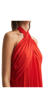 Load image into Gallery viewer, Reiss Red Roya Halter Neck Pleat Midi Dress UK10 RRP £248
