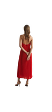 Load image into Gallery viewer, Reiss Red Roya Halter Neck Pleat Midi Dress UK10 RRP £248
