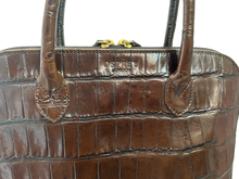 Load image into Gallery viewer, Vintage OSPREY LONDON Mocha Croc Patent Leather Tote Bag
