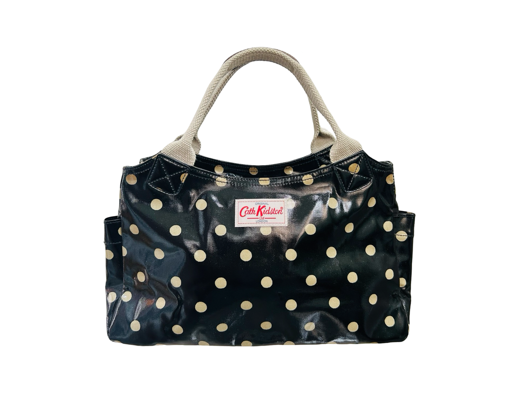 Kath Kidston Black Polkadot Oil Cloth Bag