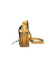 Load image into Gallery viewer, Michael Kors Mara Crossbody Saddle Bag in Natural Canvas and Tan Leather
