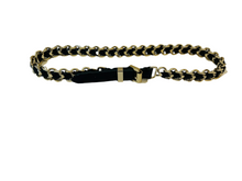 Load image into Gallery viewer, Mulberry Black Leather and Gold Chain Belt XS
