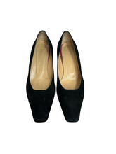 Load image into Gallery viewer, Russell &amp; Bromley Black Suede Kitten Heel Courts in UK6.5
