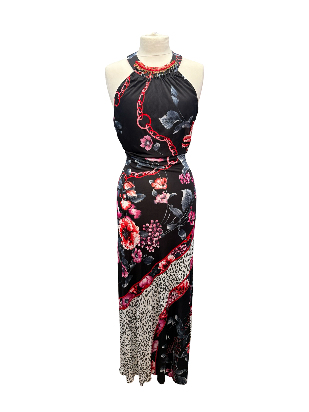 Vintage 2000s Roberto Cavalli Black Floral Maxi Dress USA8