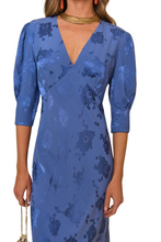 Load image into Gallery viewer, RIXO Zadie Steel Blue Poppy Jacquard Midi Dress UK12
