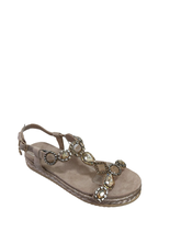 Load image into Gallery viewer, Gold &amp; Gold Jewelled Espadrille Sandals UK7
