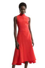 Load image into Gallery viewer, Karen Millen Compact Stretch High Low Midi Red Dress UK12 RRP £169
