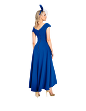 Load image into Gallery viewer, Kevan Jon Safia Flare Cape Dress in Cobalt UK12 RRP £435
