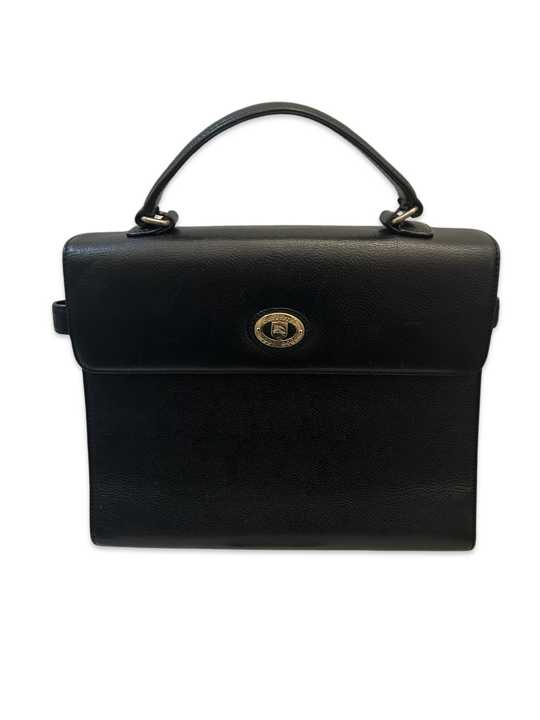 Burberry Vintage Black Leather Small Satchel / Briefcase
