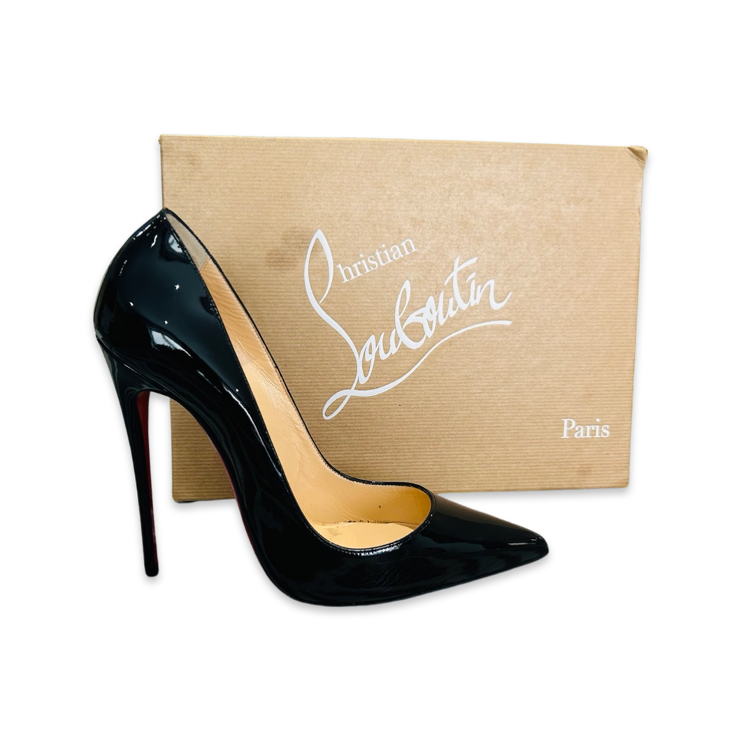 Christian Louboutin Black Patent Leather Pointed Toe High Stiletto UK6 EU39