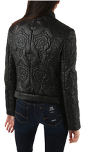 Load image into Gallery viewer, Armani Quilted Leather Jacket with Floral Embossing EU44 UK12

