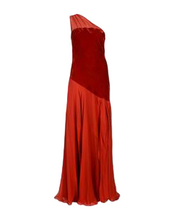 Load image into Gallery viewer, Amanda Wakeley Rust One-Shoulder Velvet Evening Gown UK12
