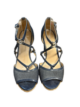 Load image into Gallery viewer, Michael Kors Denim Wedge Sandals – Espadrille Platform UK6 US8W
