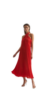 Load image into Gallery viewer, Reiss Red Roya Halter Neck Pleat Midi Dress UK10 RRP £248
